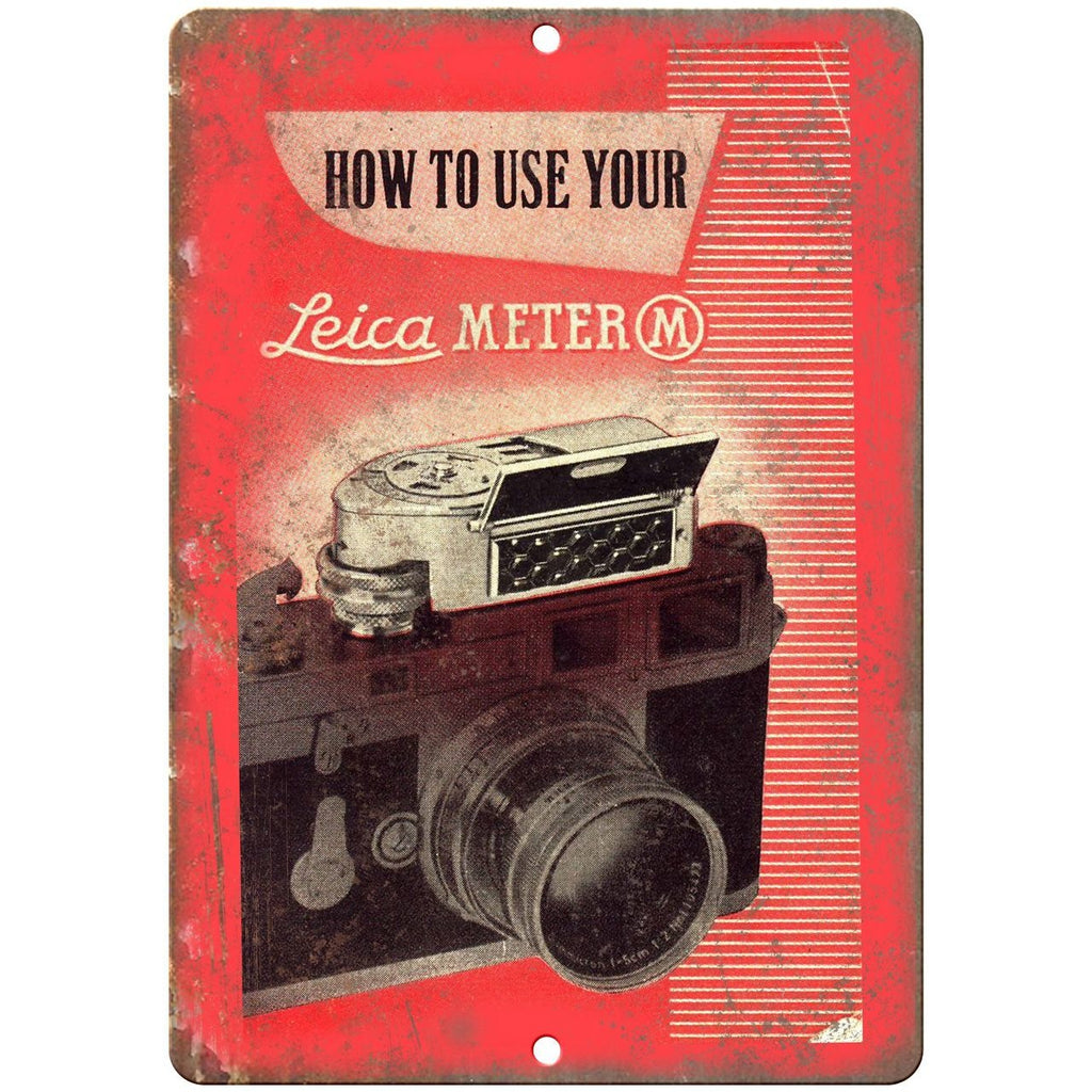 How To Use YOur Leica Meter 35 mm Camera 10" x 7" Retro Look Metal Sign