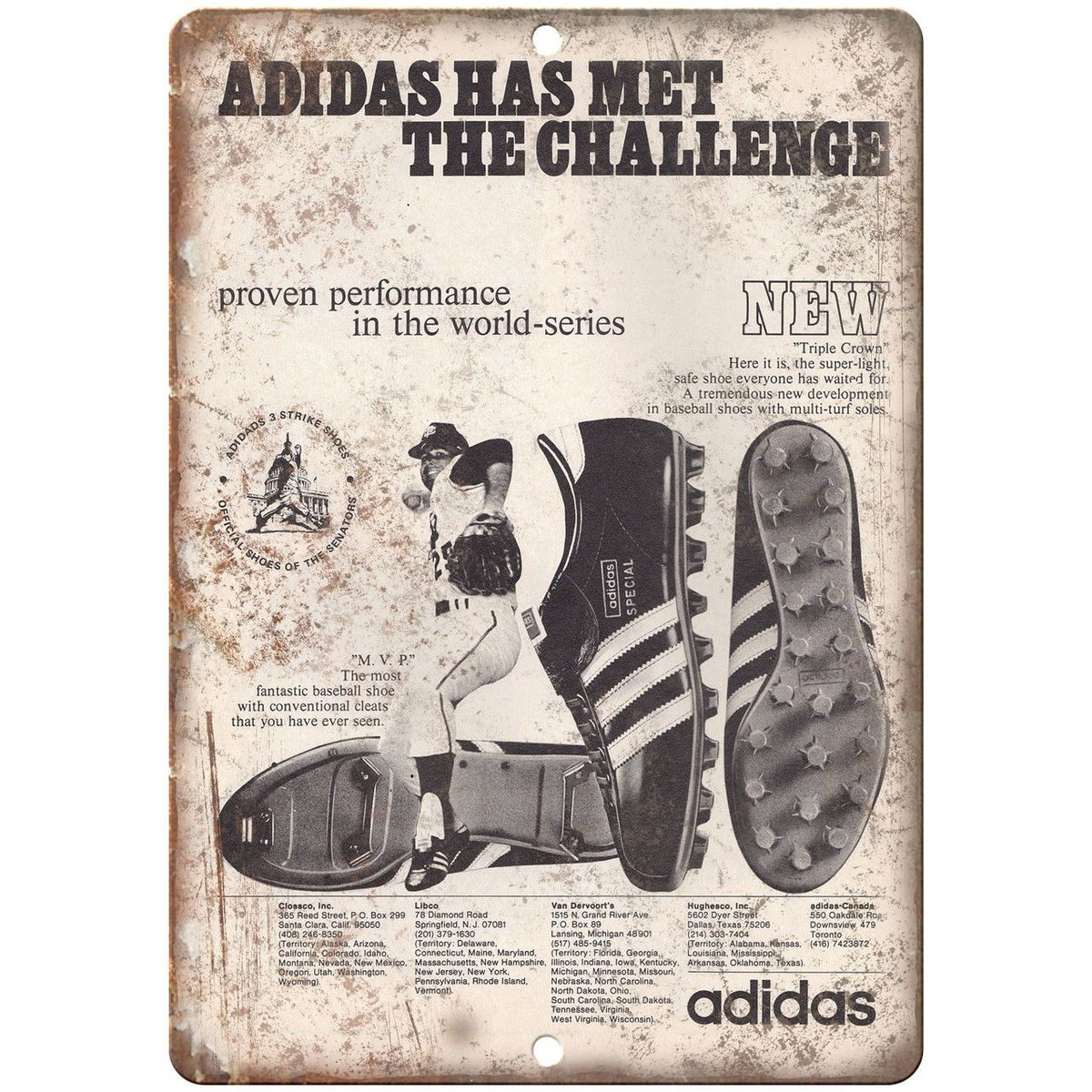 Adidas Special Baseball Shoe Ad 9" x 12" Reproduction Metal Sign ZE41   Rusty Walls Sign Shop