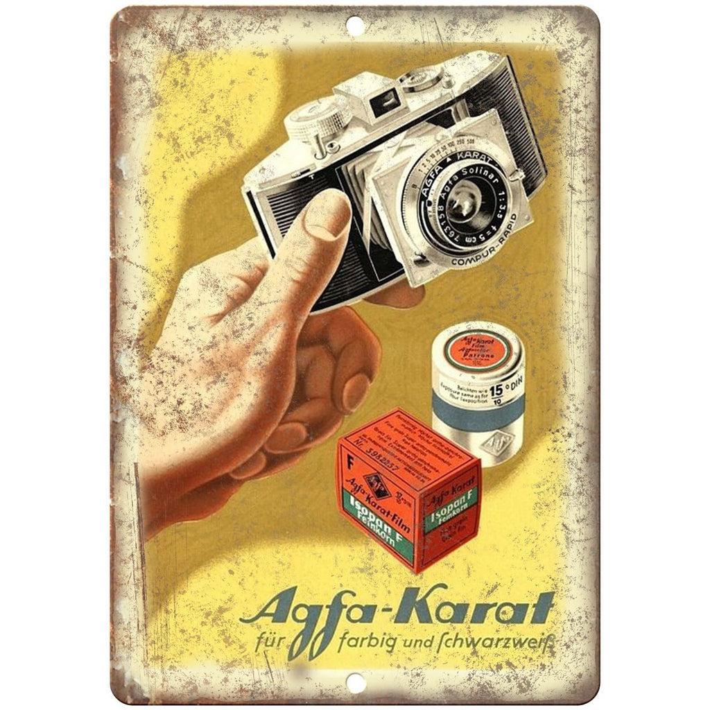 1958 - Agfa-Karat Film Camera Ad - 10" x 7" Retro Look Metal Sign