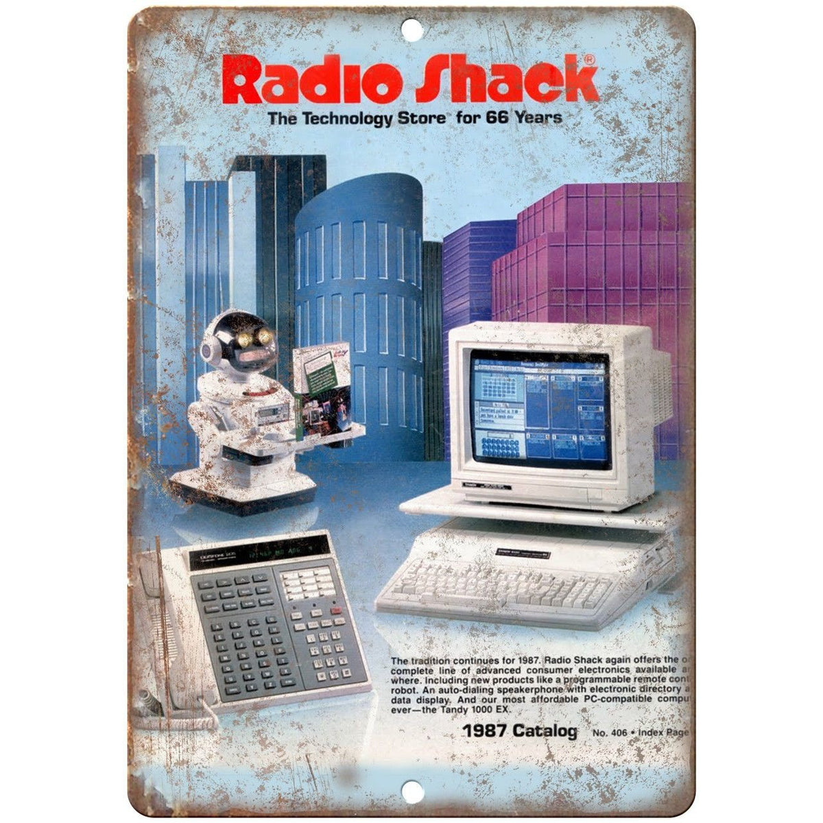 Radio Shack 1987 Electronics Catalog Cover 9" x 12" Reproduction Metal