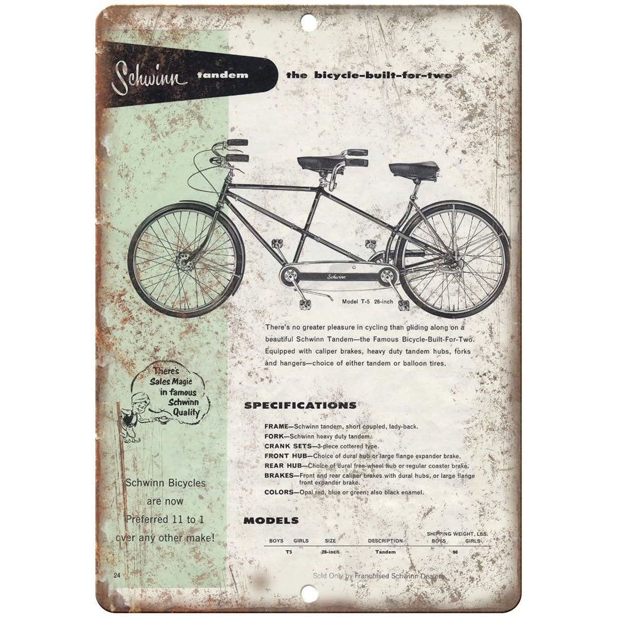 1955 Schwinn Bicycle Ad Tandem Two Person Bike 9