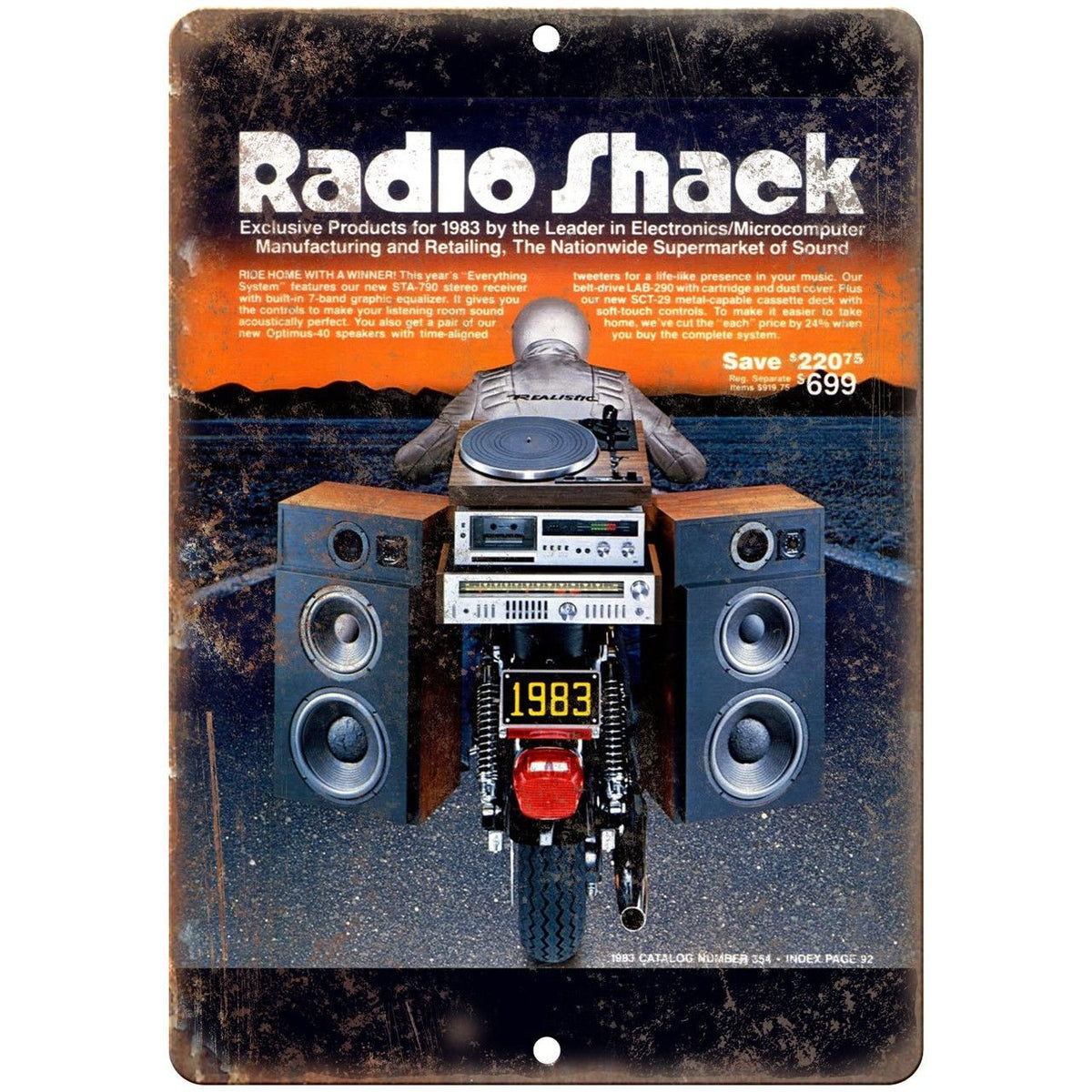 Radio Shack 1983 Electronics Catalog Cover 10" x 7" Reproduction Metal