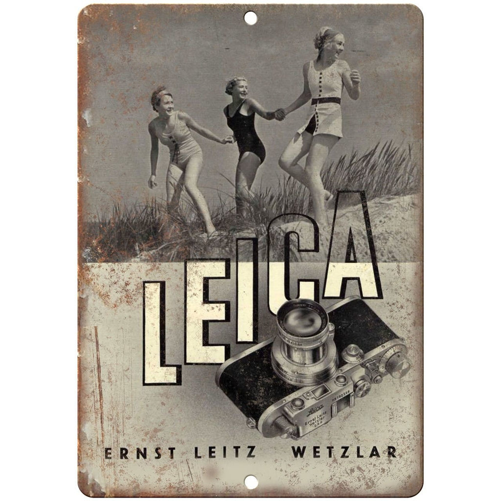 Leica 35mm Film Camera Leitz Ernst Leitz Wetzlar 10" x 7" Retro Look Metal Sign