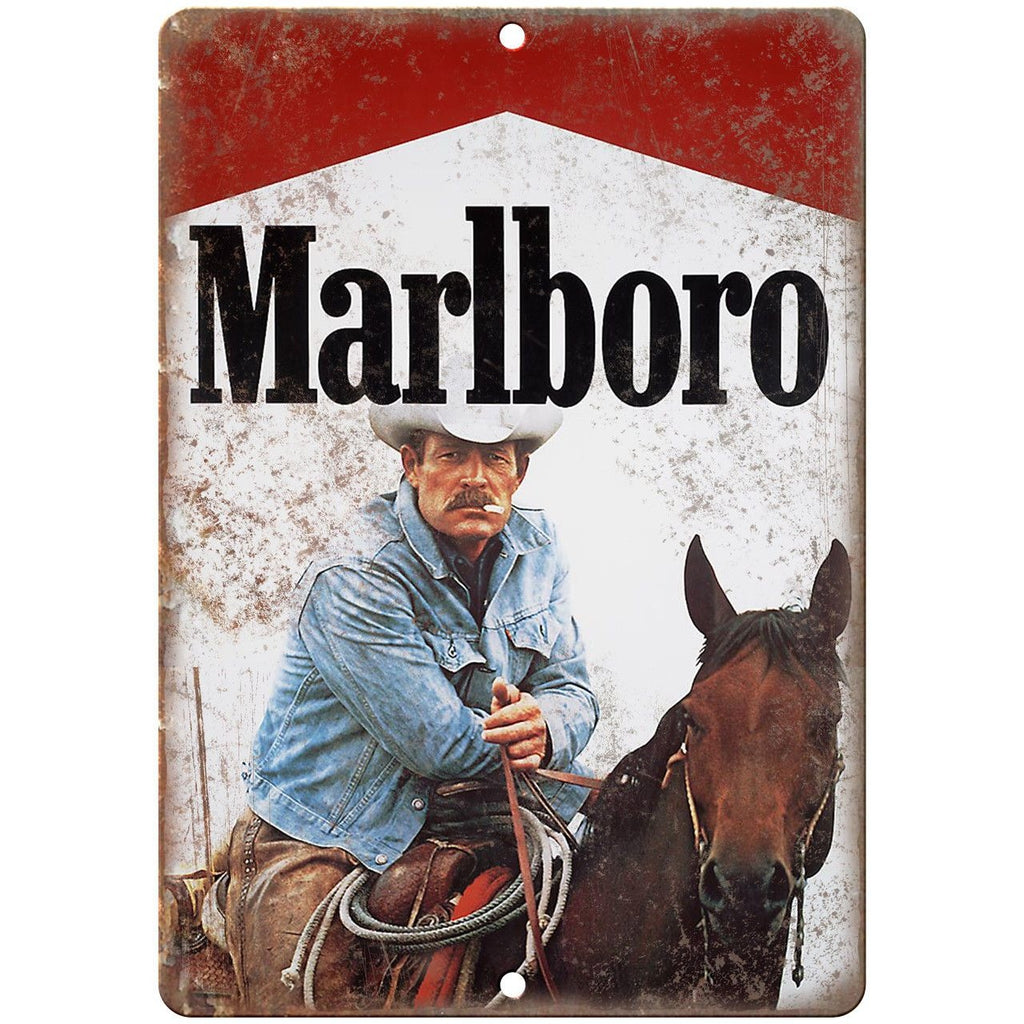 Vintage Marlboro Man Cigarette Ad Cowboy 10" X 7" Reproduction Metal Sign Y10