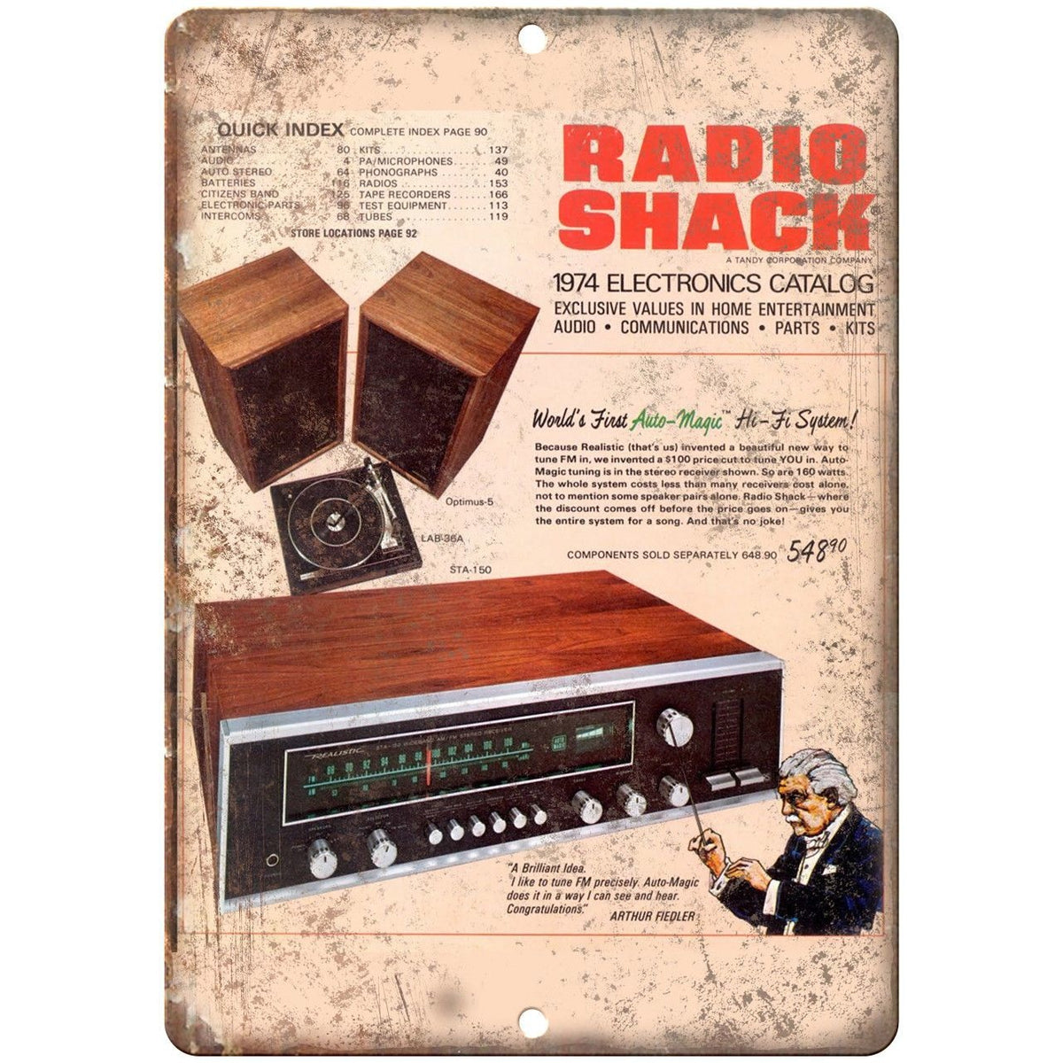 Radio Shack Allied 1974 Electronics Catalog 9" x 12" Reproduction Meta