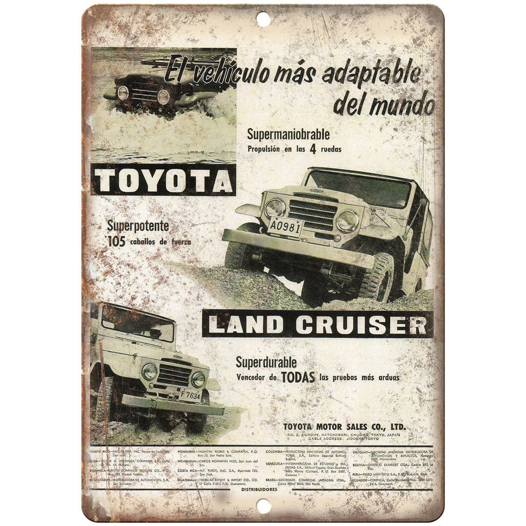Toyota Land Cruiser Vintage Ad 10" x 7" Reproduction Metal Sign A396