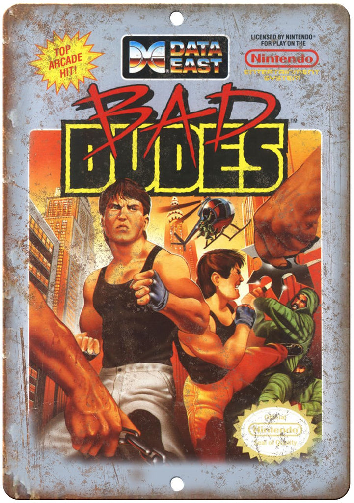 Bad Dudes Data East Nintendo Cartridge Cover Art Metal Sign