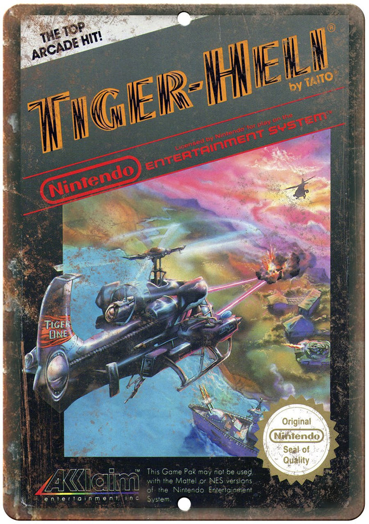 Tiger-Heli Nintendo Cartridge Cover Art Gaming Metal Sign