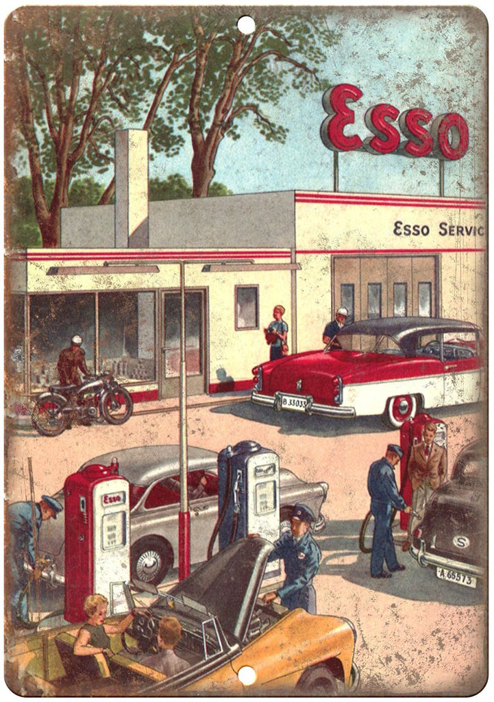ESSO Gasoline Service Station Map Cover Metal Sign
