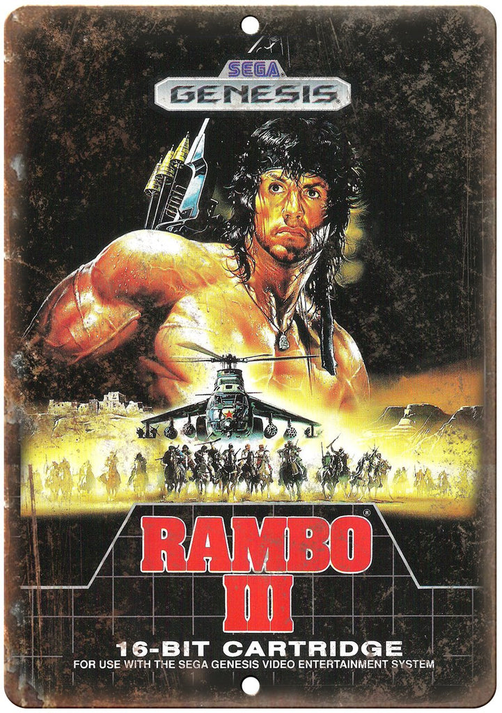 Rambo III Sega Genesis Cartridge Art Gaming Metal Sign
