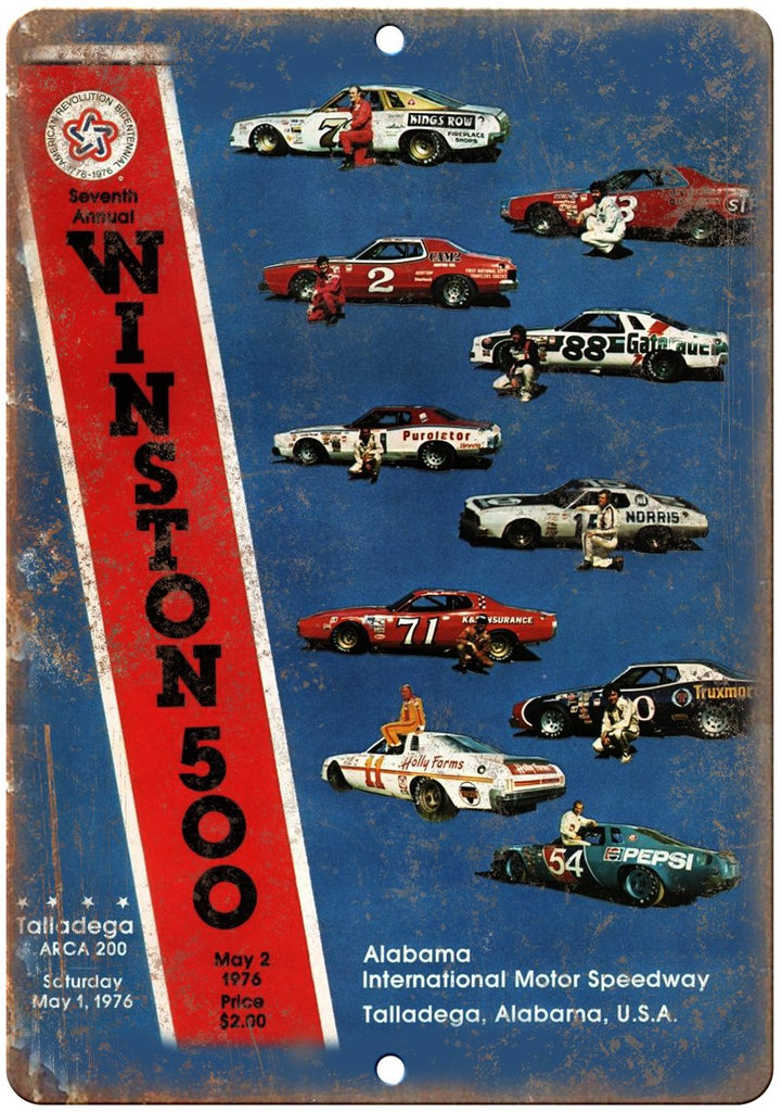 1976 Winston 500 Alabama Speedway Metal Sign