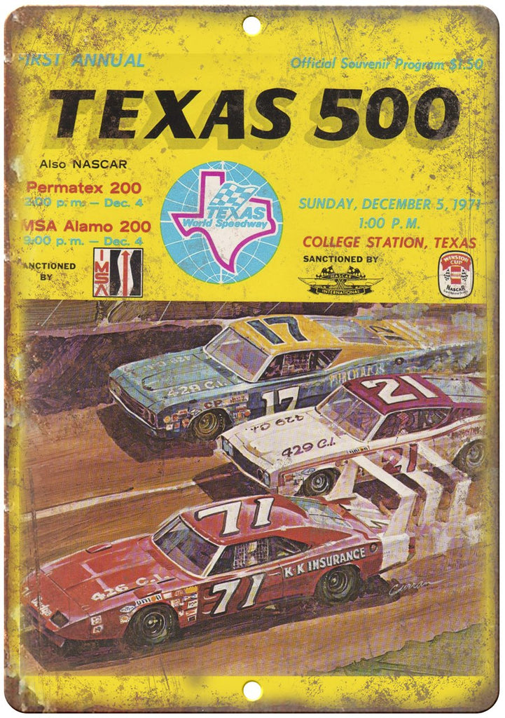 Lone Star 500 NASCAR Texas Speedway Stock Car Metal Sign