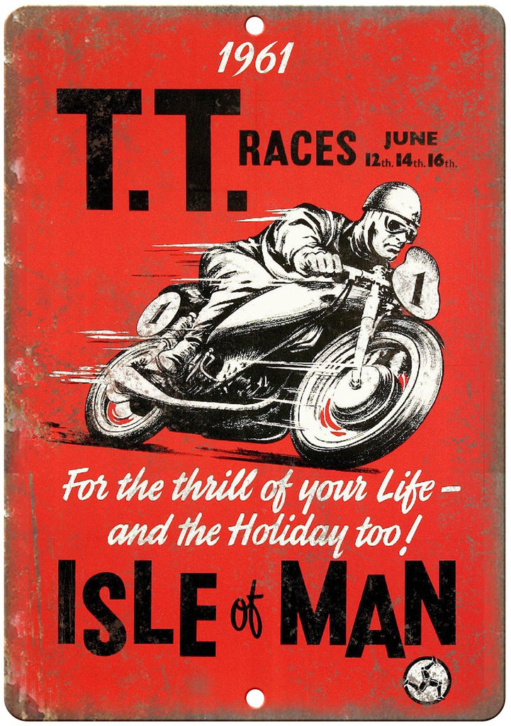 1961 TT Races Isle of Man Motorcycle Metal Sign