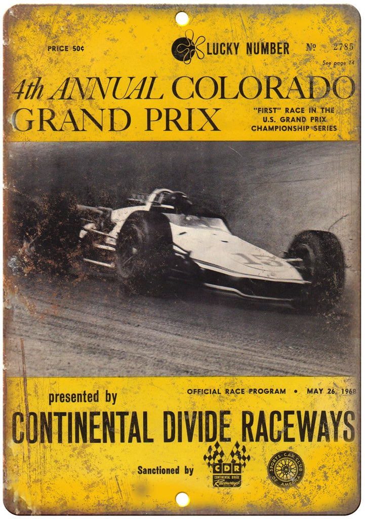 Colorado Grand Prix CDR Racetrack Ad Metal Sign