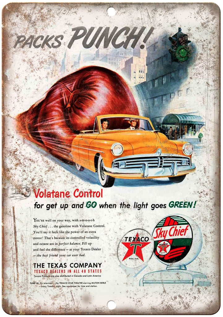 Texaco Gas Vintage Go Green Metal Sign