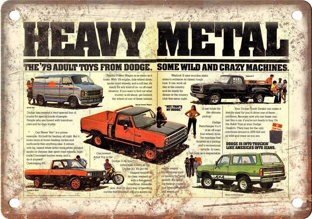 1979 Dodge Truck Vintage Automobile Ad Reproduction Metal Sign