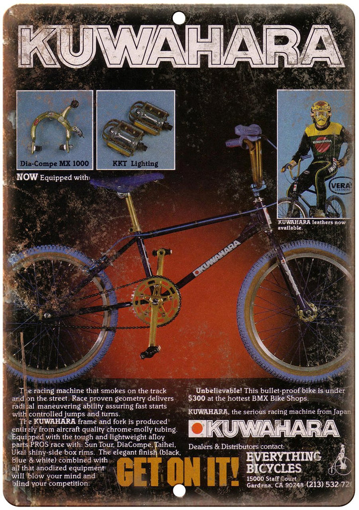 BMX Kuwahara Racing Bicycle Motocross Metal Sign