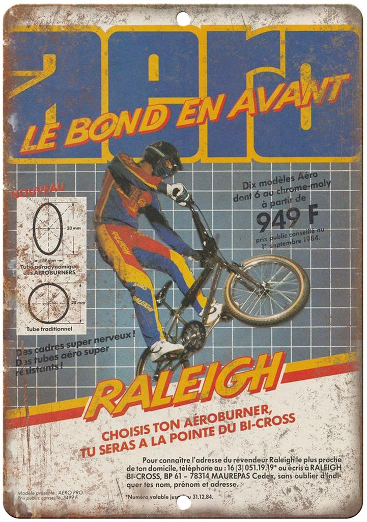Raleigh BMX Racing Ad Metal Sign