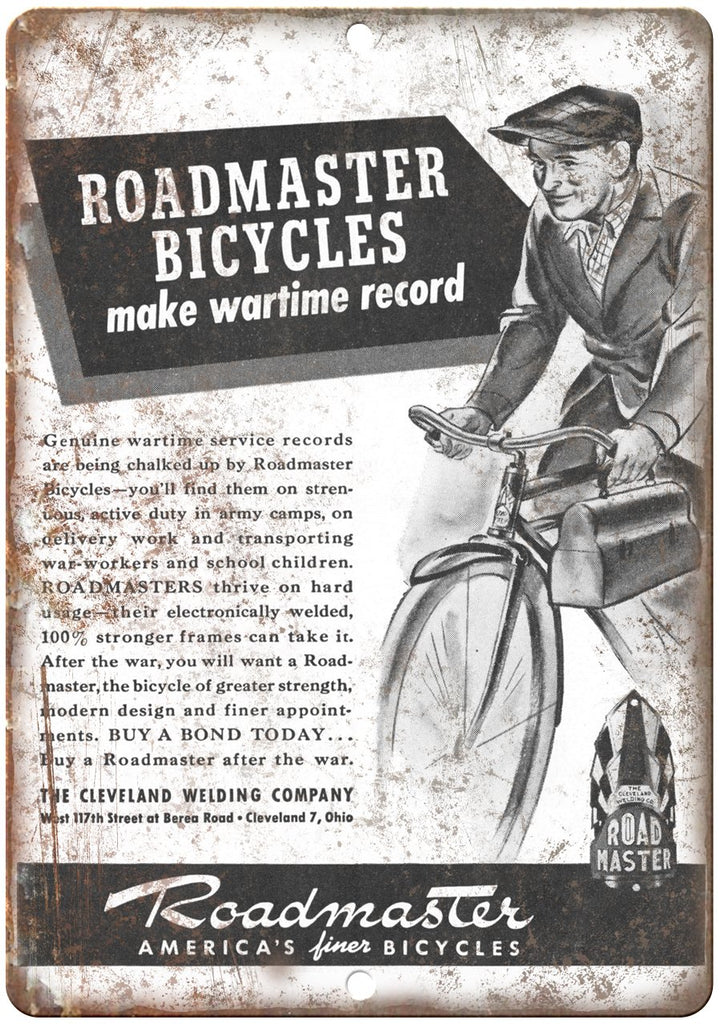 Roadmaster Bicycles Cleveland Welding Co. Metal Sign