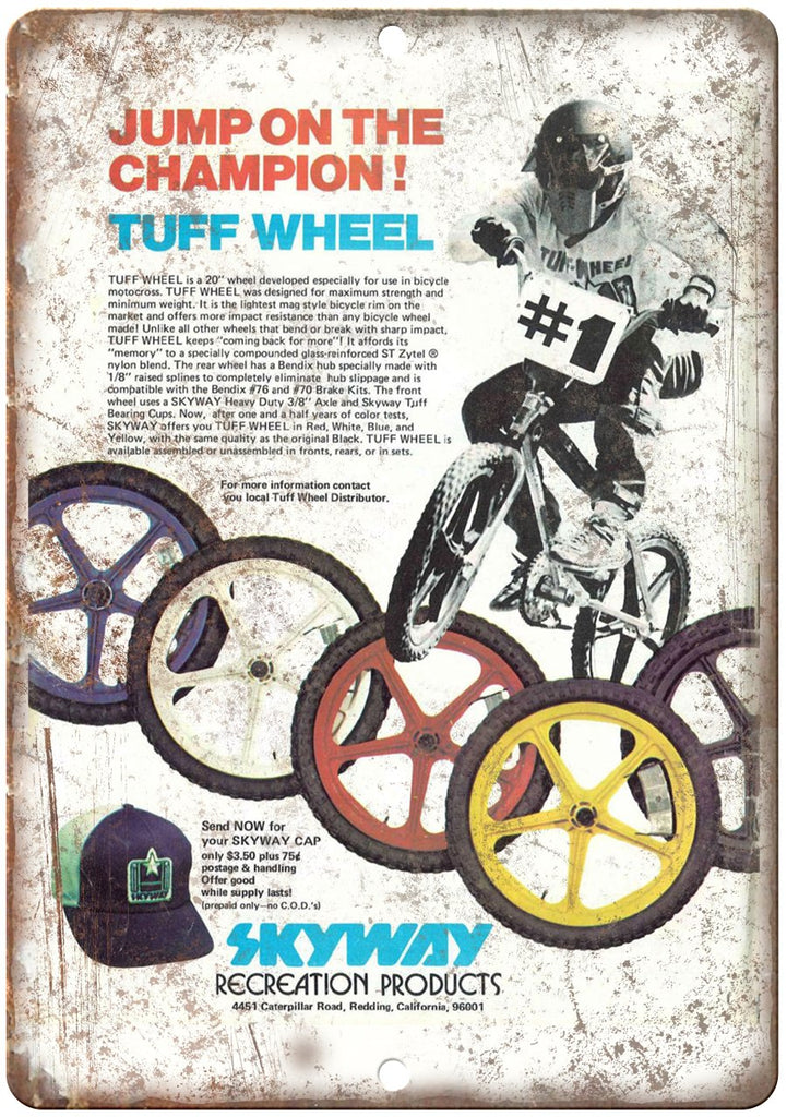1979 Skyway Wheels BMX Racing Freestyle Metal Sign