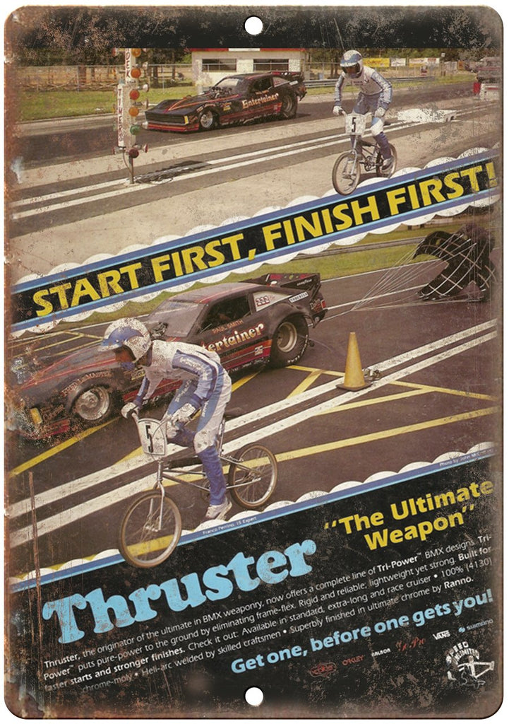 Thruster BMX Racing Vintage Ad Metal Sign