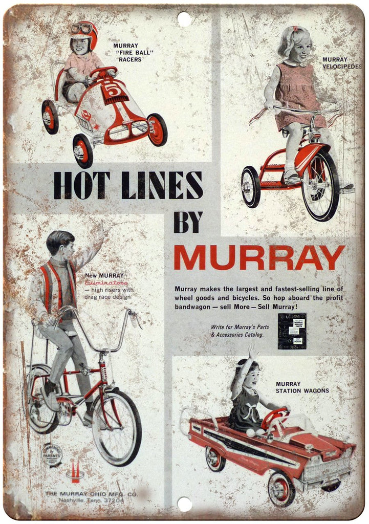 Murray Fire Ball Station Wagon Bicycle Metal Sign