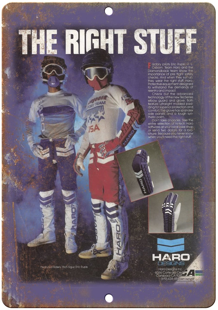 HARO BMX Racing Gear Ad Metal Sign