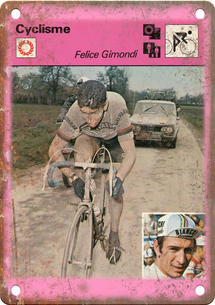 Vintage Felice Gimondi European Cycling Reproduction Metal Sign