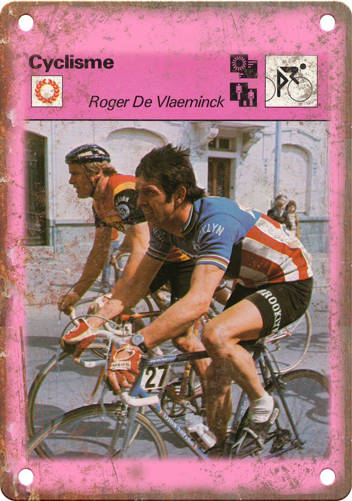 Vintage Cycling Roger De Vlaeminck Card Reproduction Metal Sign