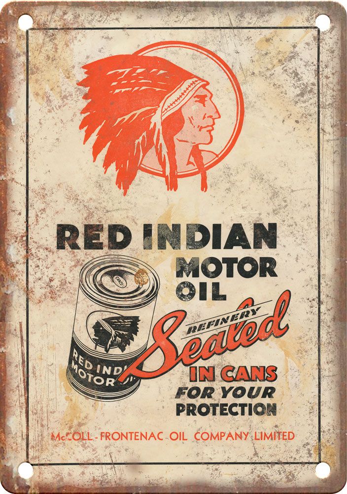 Vintage Cycling Red Indian Motor Oil Reproduction Metal Sign