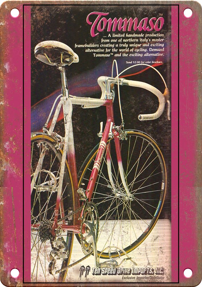 Vintage Tommaso Cycling Magazine Ad Reproduction Metal Sign