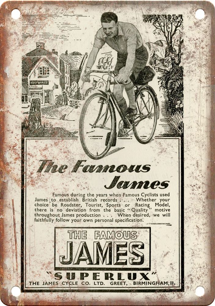 Vintage James Cycle Co. Magazine Ad Reproduction Metal Sign