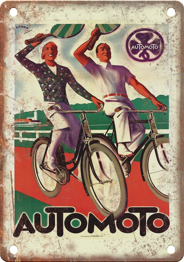Vintage Automoto Cycling Poster Reproduction Metal Sign