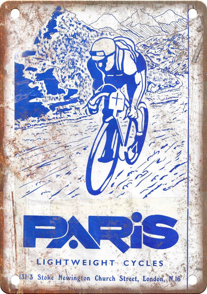 Retro Paris Cycles London Cycling Poster Reproduction Metal Sign