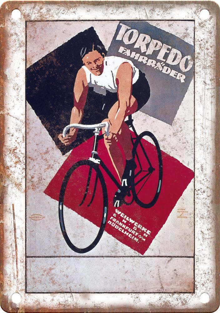 Vintage Torpedo Cycling Poster Reproduction Metal Sign