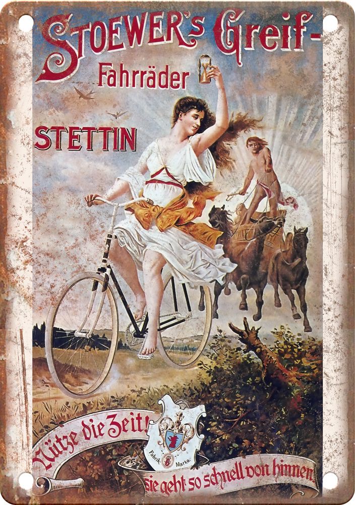Vintage Stoewer's Greif Cycling Poster Reproduction Metal Sign