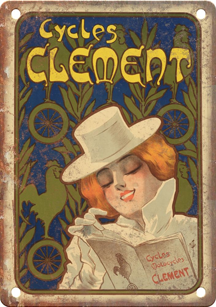 Vintage Cycles Clement Cycling Poster Reproduction Metal Sign