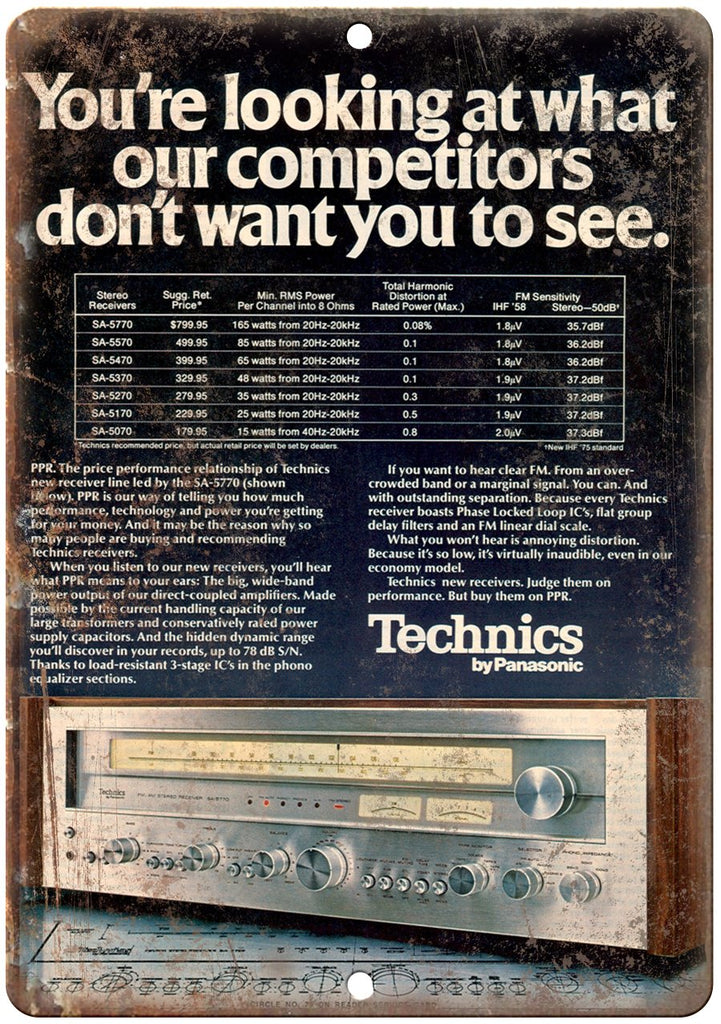 Technics by Panasonic Receiver Ad Metal Sign