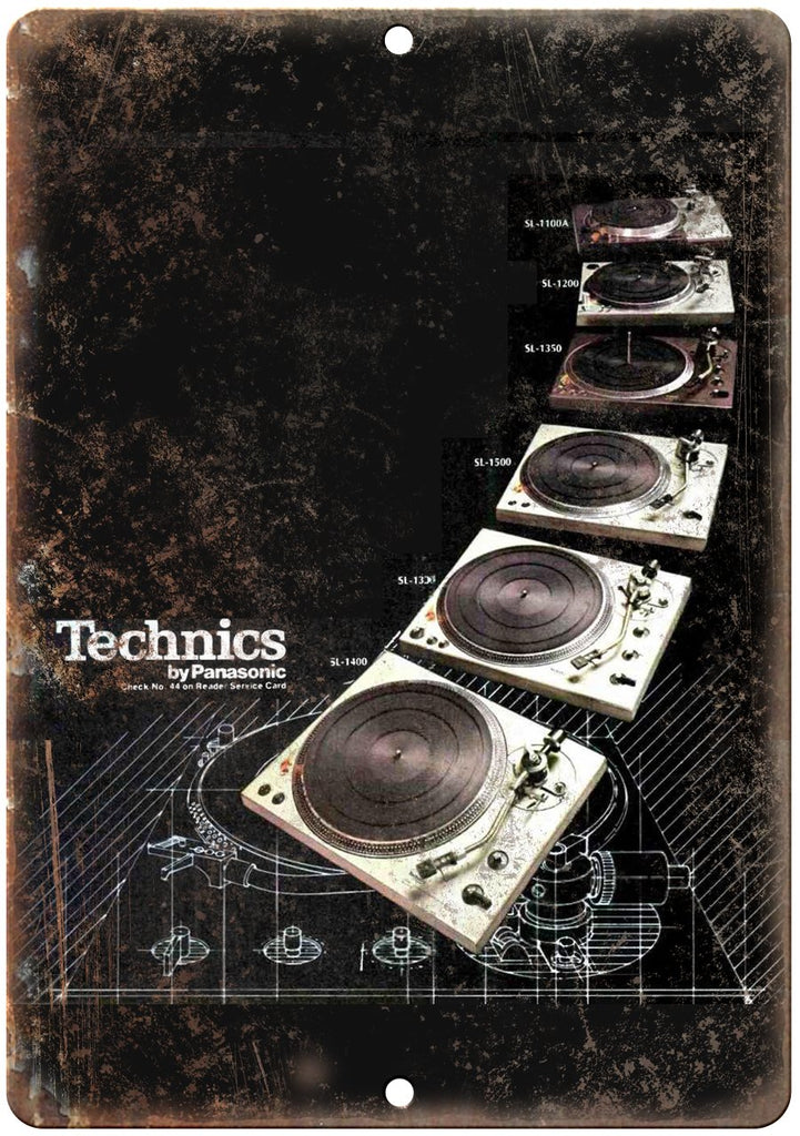 Technics Turntable SL DJ Ghetto Blaster Metal Sign