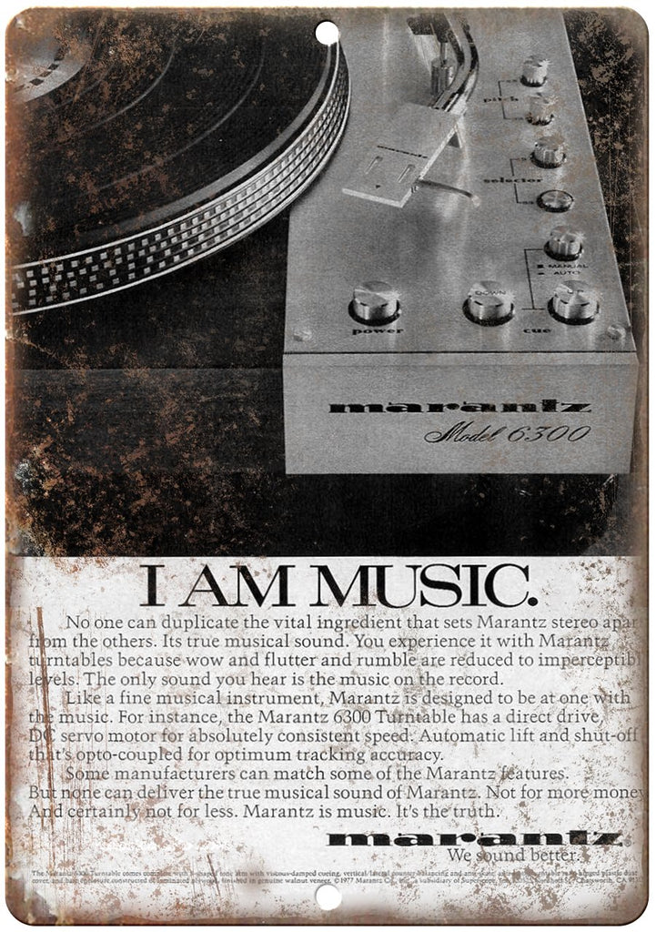 Marantz 6300 Turntable Vintage Ad Metal Sign