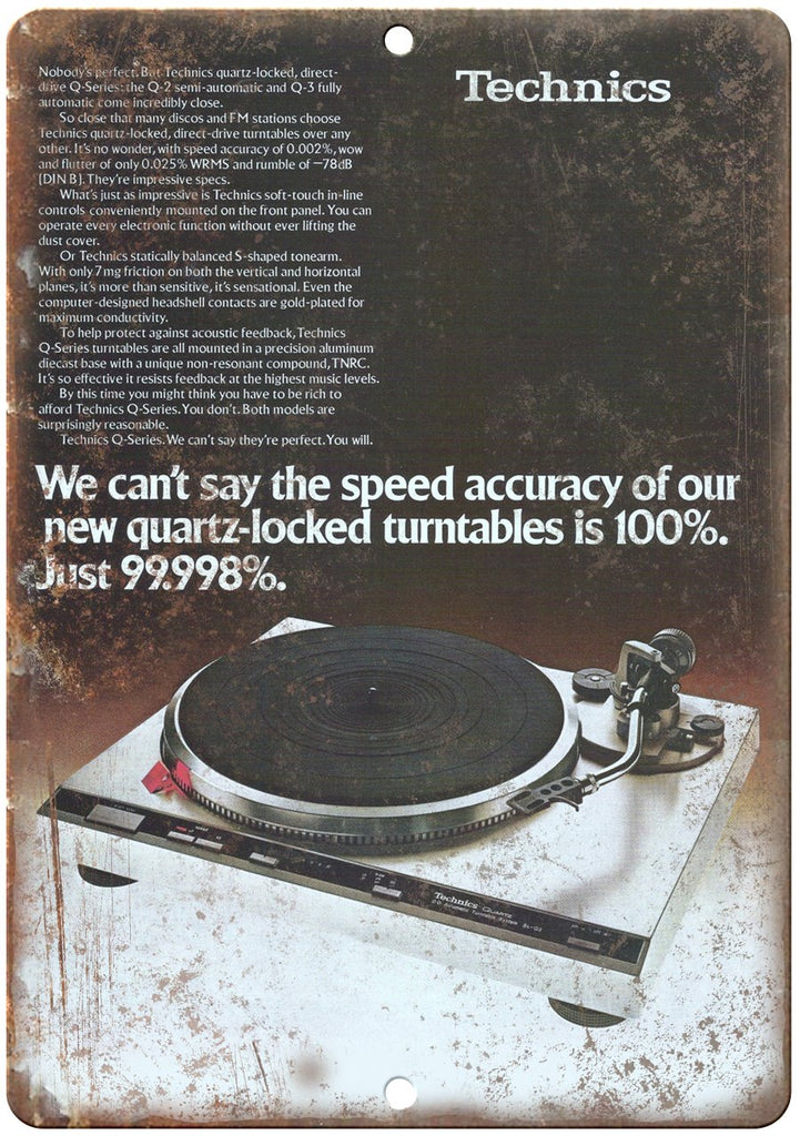Technics Quartz-locked Turntable Ad Q Series Metal Sign