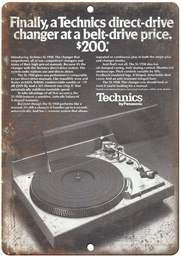 Technics SL-1950 Direct-Drive Turntable Ad Metal Sign