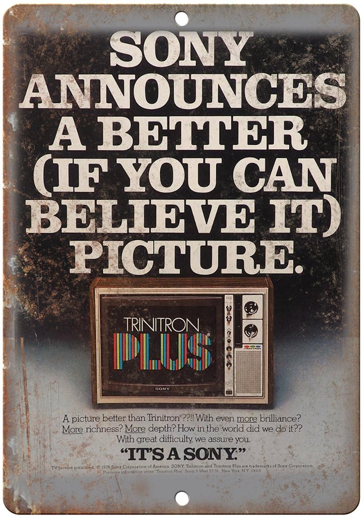 Sony Trinitron Plus Vintage TV Ad Metal Sign