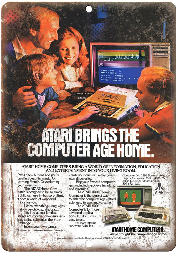 Atari 400 Home Computers Vintage Ad Metal Sign