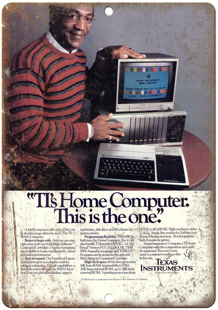 Texas Instruments Home Computer Bill Cosby Metal Sign
