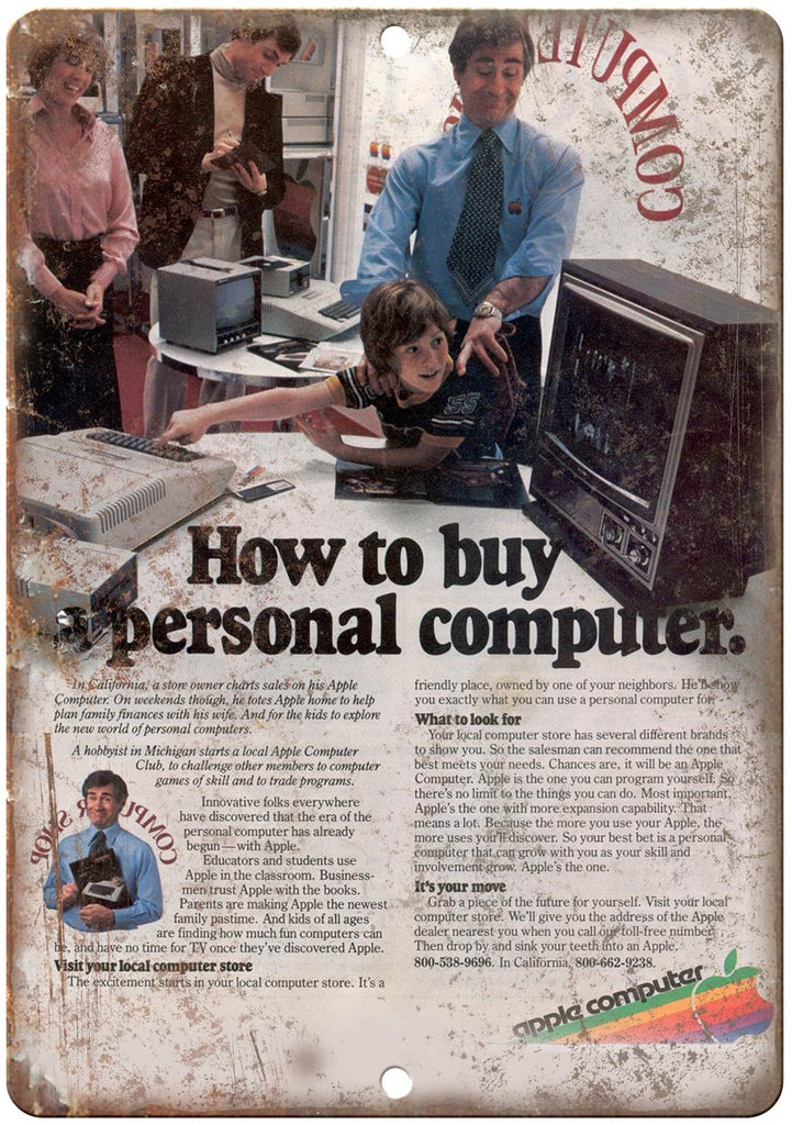 Apple Personal Computer Vintage Ad Metal Sign