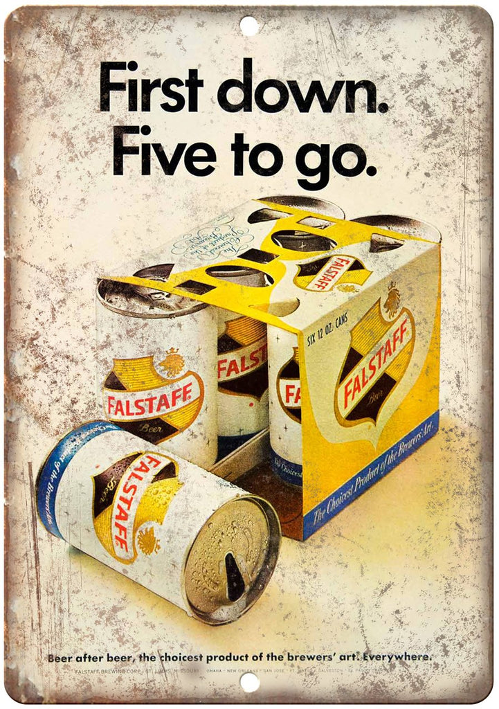 Falstaff Six Pack Beer Ad Metal Sign
