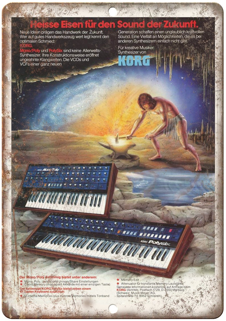 Moog Synthesizer Keyboard Vintage Ad Metal Sign