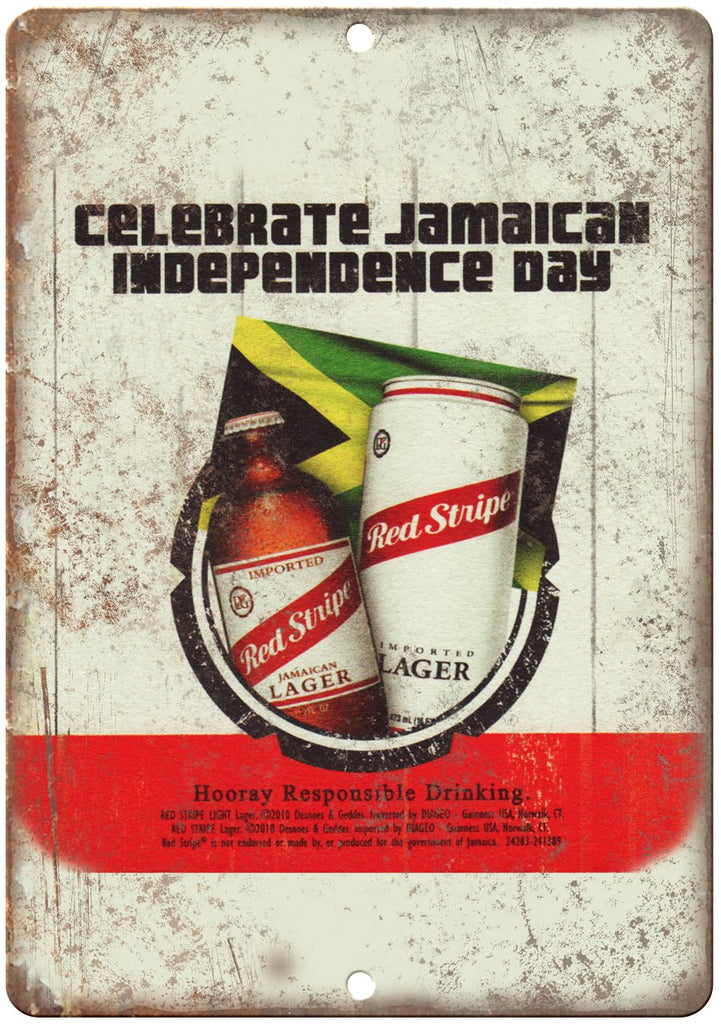 Red Stripe Jamaican Lager Vintage Beer Metal Sign