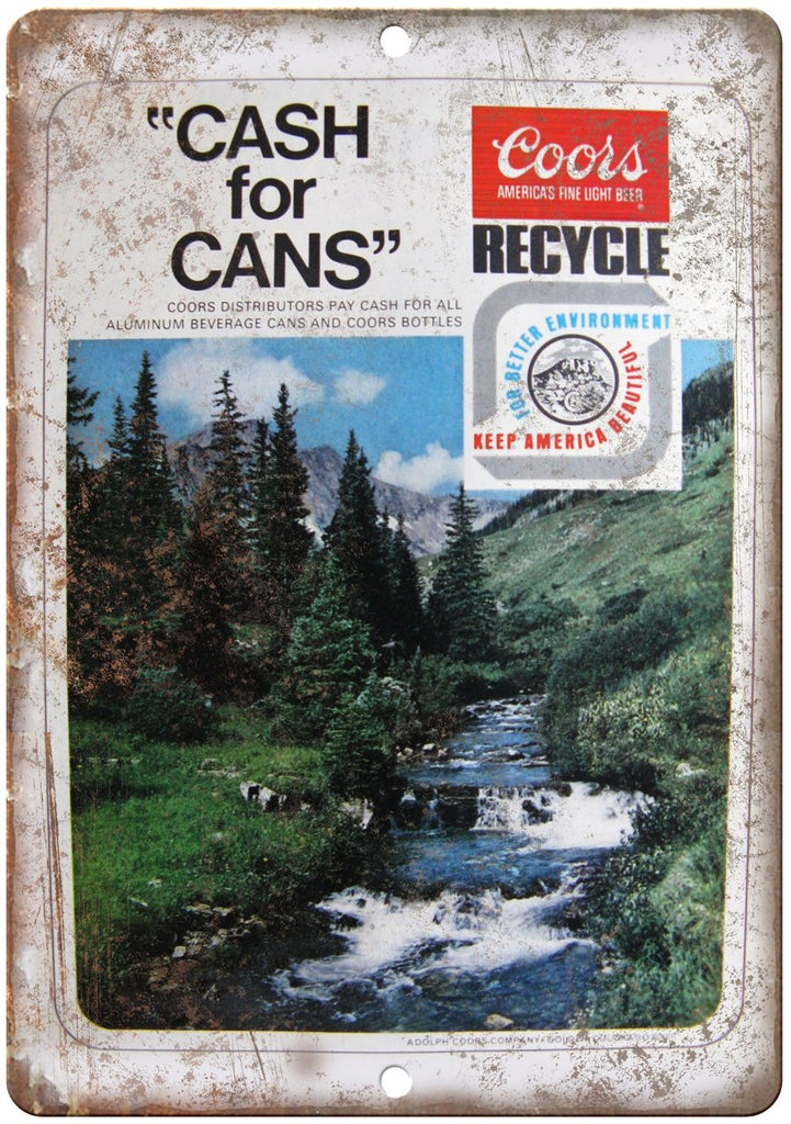 Coors Cash for Cans Ad Metal Sign